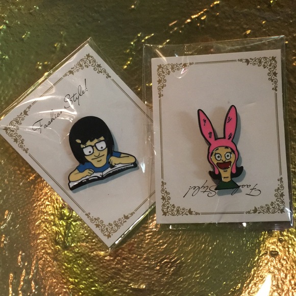 independent Jewelry - Set of Tina & Louise from Bob’s Burgers pins NWT